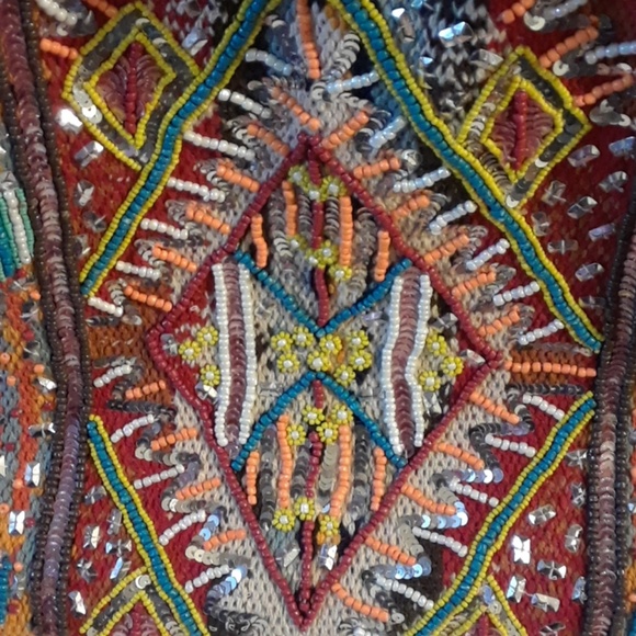 Black Tribal Beaded Handbag, NWT - Picture 2 of 6